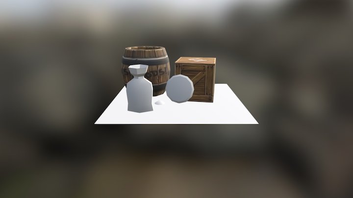 Barrel and Box 3D Model