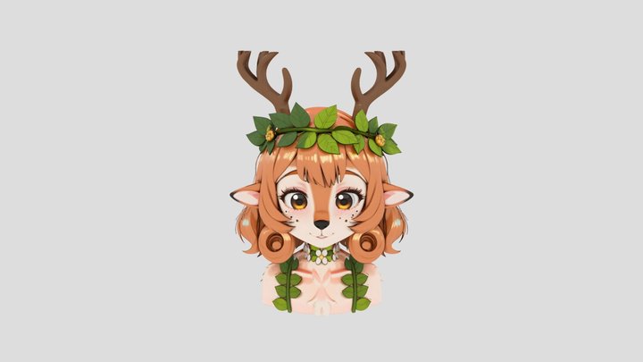 Cute furry deer girl 3D Model