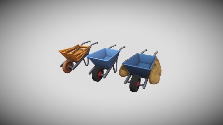 WheelBarrows_Stylized Low-Poly 3D Model