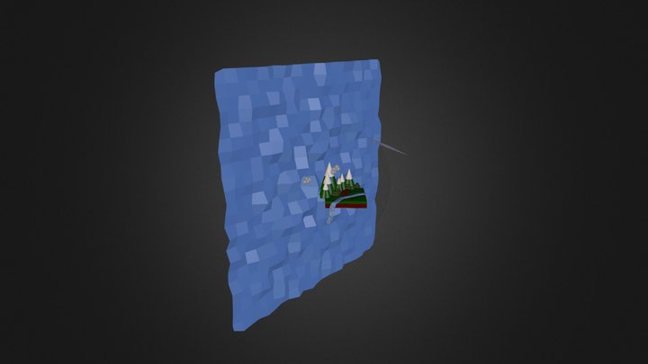 Isometric Mountain Scene 3D Model
