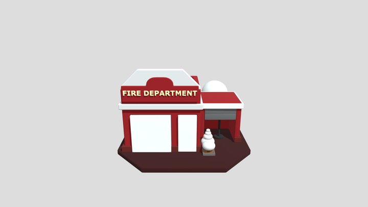 Cartoon-Style Fire Department 3D Model 3D Model