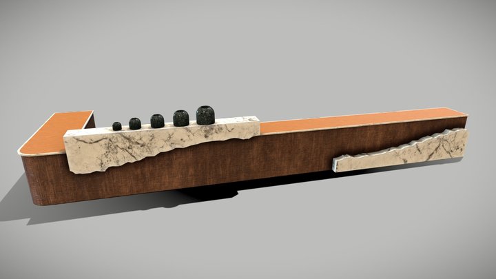 Modern Reception Desk | Marble, Wood & Metal Tri – Free 3D Model STL
