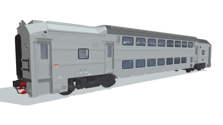 Double Deck Train Passenger Car 3D Model