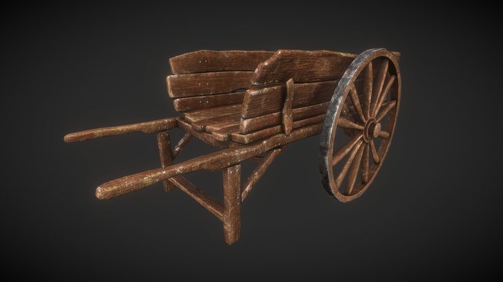 Old Wood Cart - Vieille Charette en Bois 3D Model