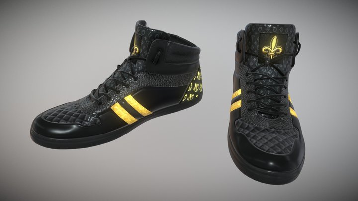Black & Gold Sneakers (Fleur-De-Lis) Style