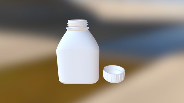 Bottle And Screw Cap 150 Mm Tall 3D Model