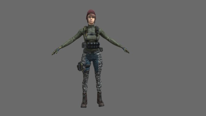 Female Terrorist Videogame Character 3D Model