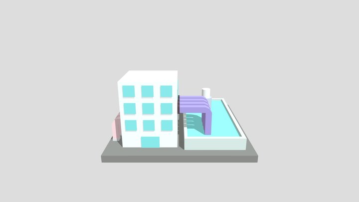 Low Poly Small Water Processing Facility 3D Model