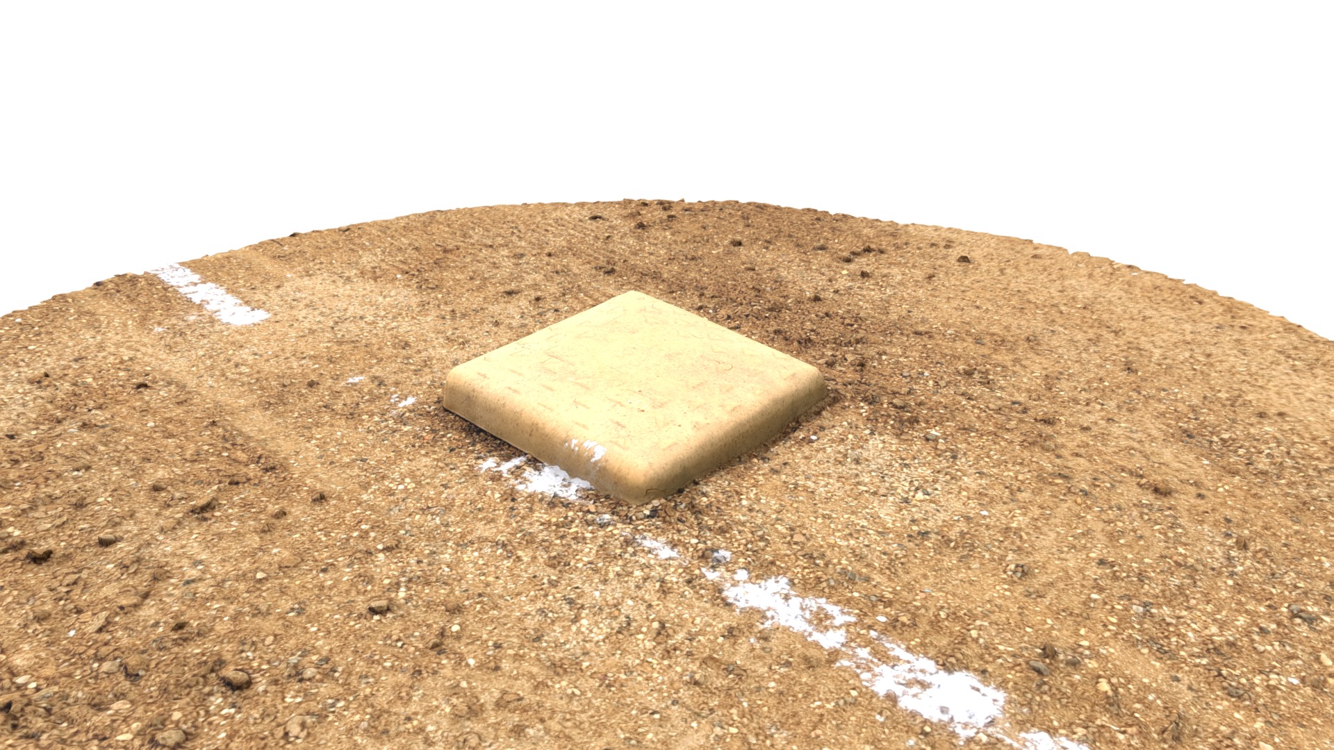 3D model Third Base - This is a 3D model of the Third Base. The 3D model is about a square object on a dirt surface.