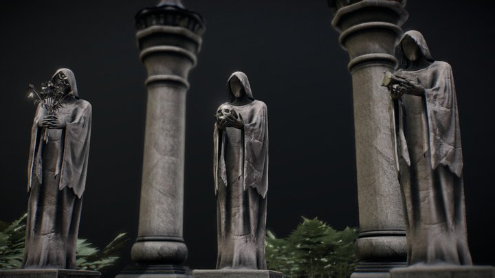 ancient statue scene 3D Model