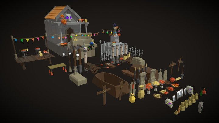 Fiesta de los muertos - Stylized asset pack – Kostenloses 3D-Modell STL