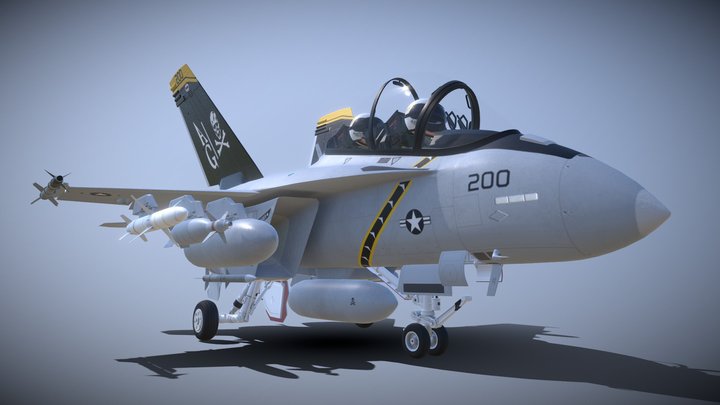 Boeing F/A-18 F Super Hornet - Chibi Style 3D Model