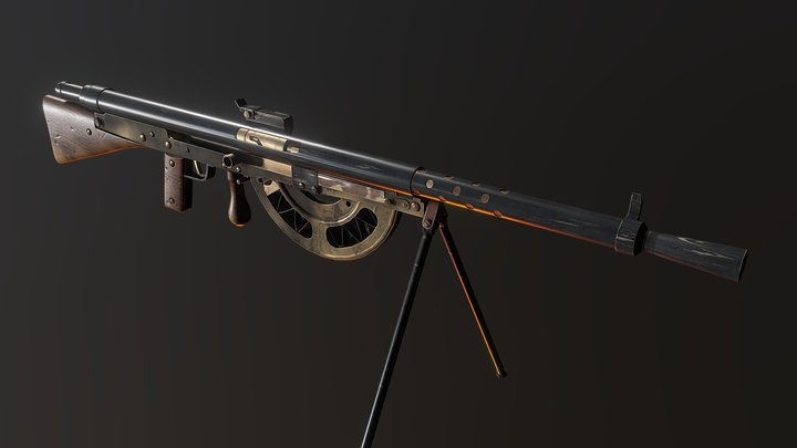 Chauchat Machine Gun 3D Model