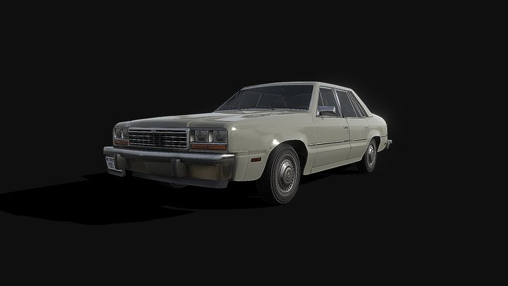 80s Generic midsize sedan - Low poly model 3D Model