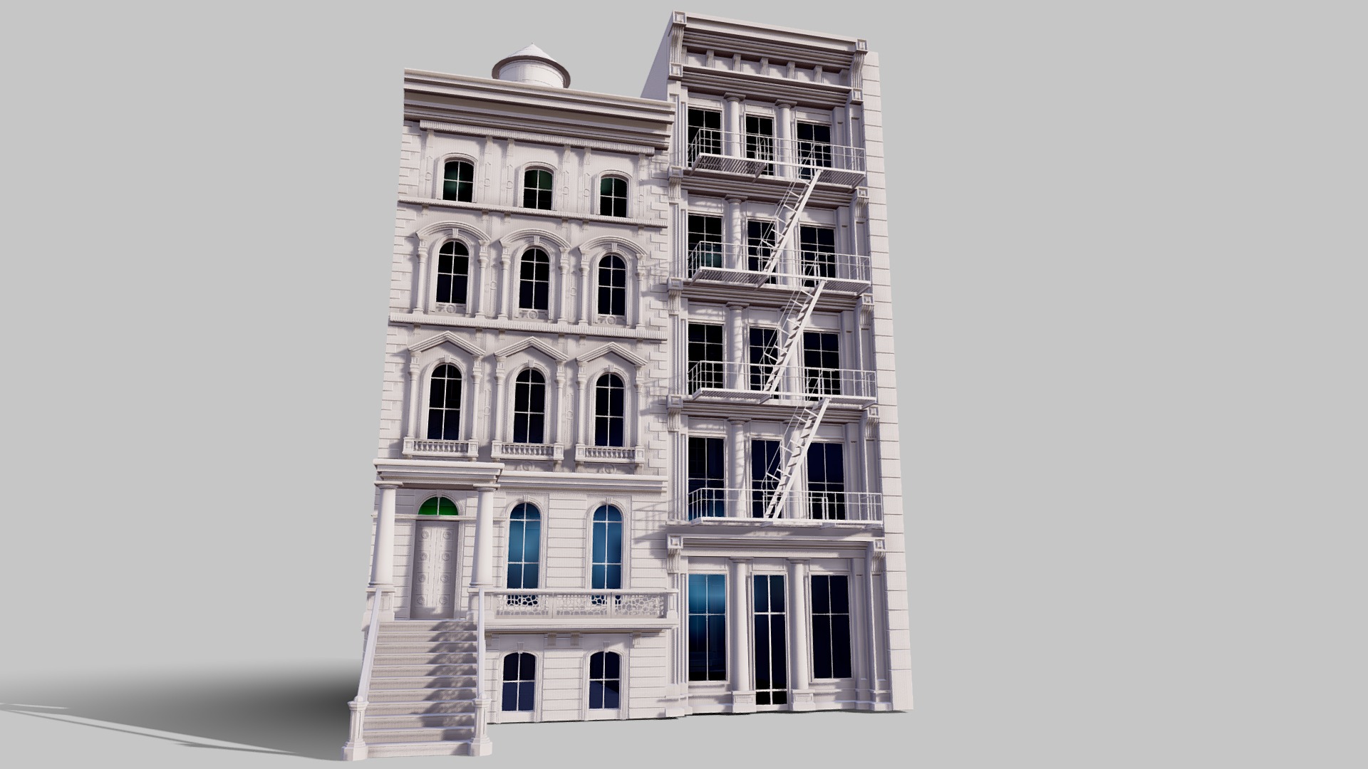 3D model Commercial Building Facade 04 - This is a 3D model of the Commercial Building Facade 04. The 3D model is about a white building with a tower.