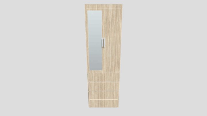 Small two door closet with cabinets and mirror 3D Model