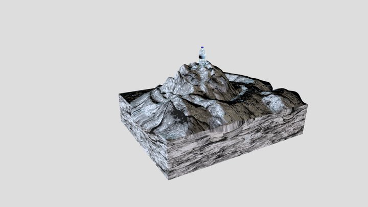 Garrafa de agua na montanha 3D Model