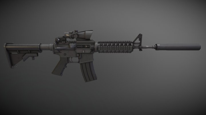 M4 (ACOG Scope & Silencer) 3D Model