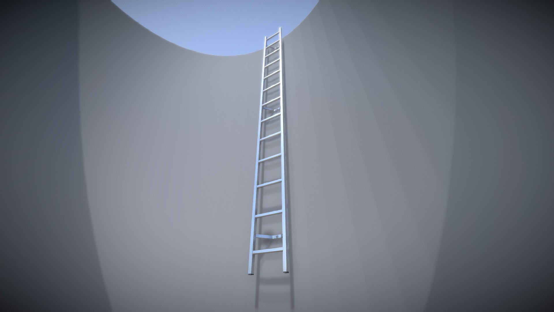 3D model Vertical Wall Mount Ladder 2 (High-Poly) - This is a 3D model of the Vertical Wall Mount Ladder 2 (High-Poly). The 3D model is about a ladder in a room.