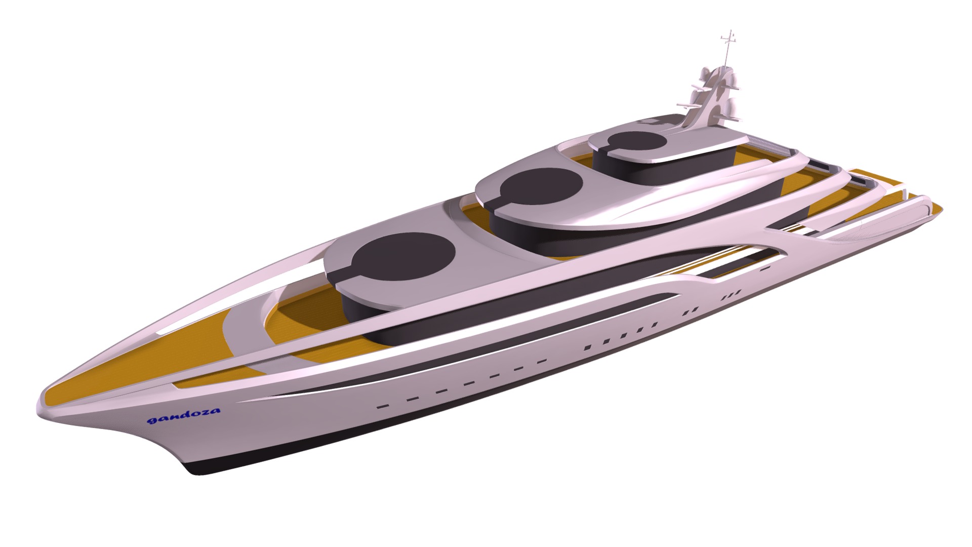 3D model Luxury Superyacht - This is a 3D model of the Luxury Superyacht. The 3D model is about a close-up of a boat.