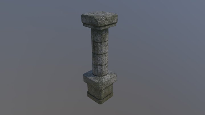 Medieval cementery column 3D Model