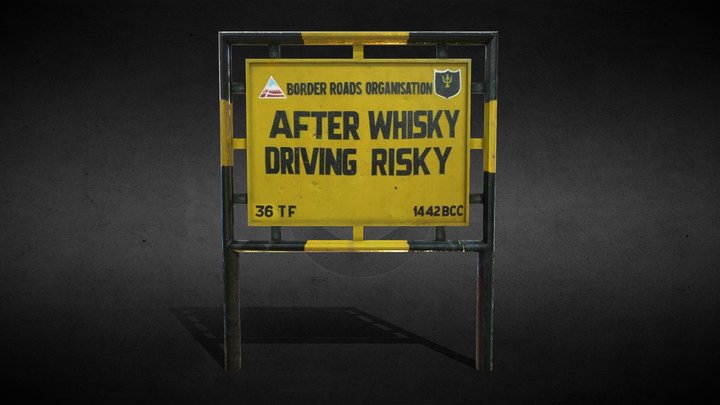 Funny Indian Road Sign 2 3D Model
