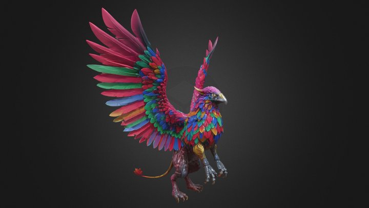 Majestic Multi-Colored Gryphon Beast