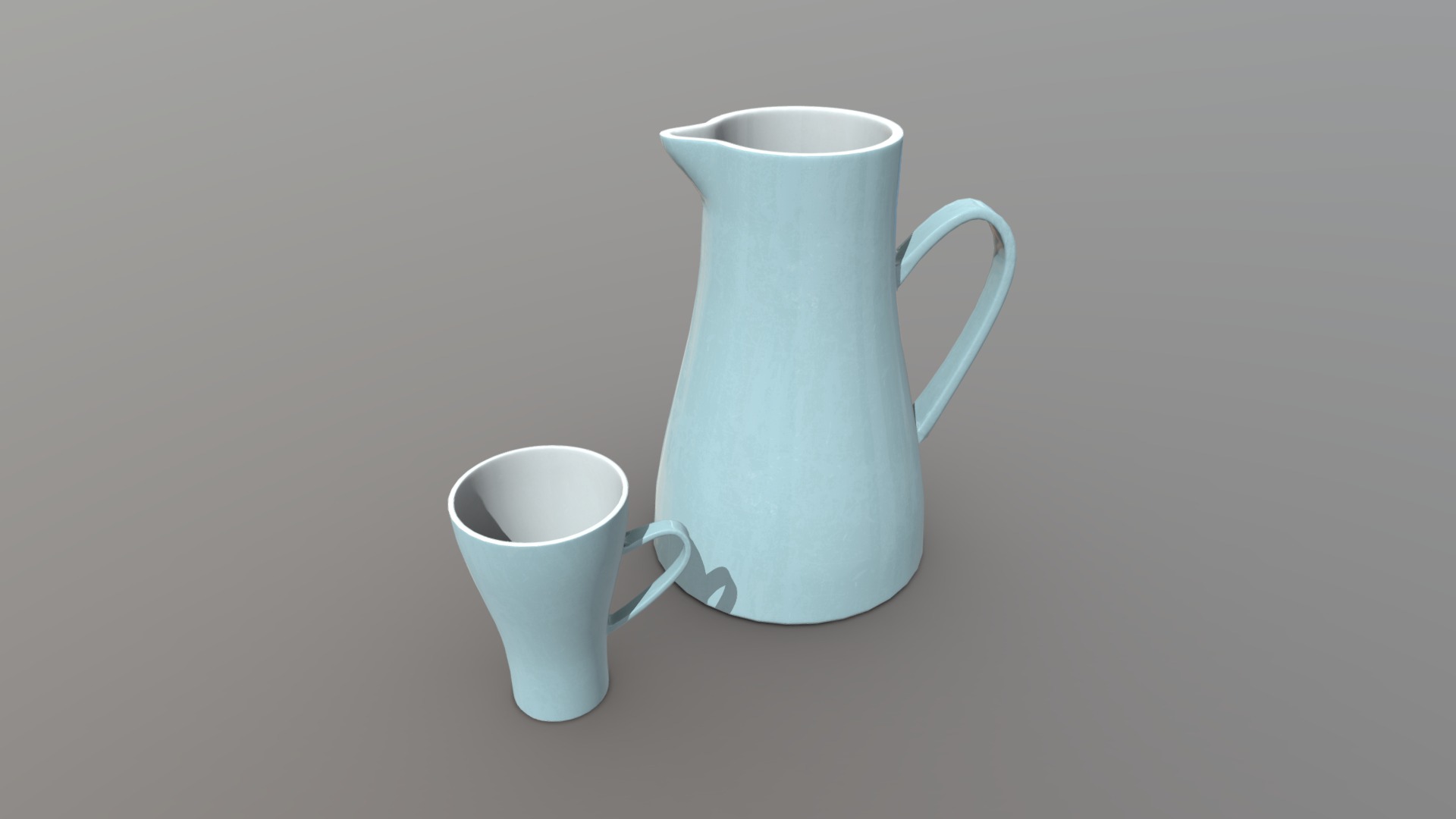 3D model Jug And Mug - This is a 3D model of the Jug And Mug. The 3D model is about a white tea cup and a white mug.