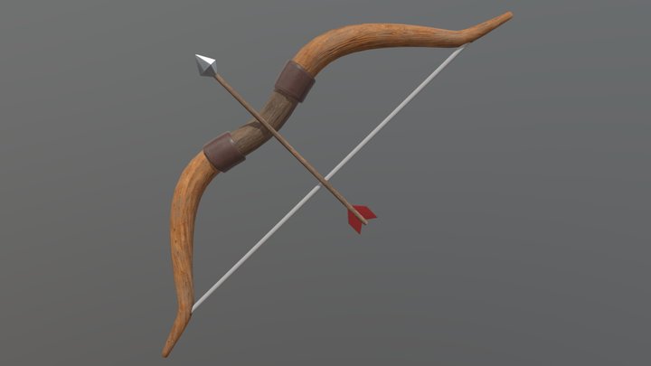 Wooden Classic Bow Low Poly 3D Model