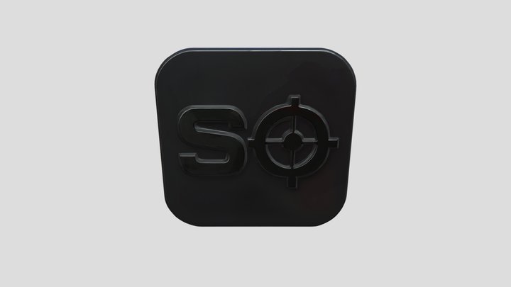 Black app icon with SO and a crosshair 3D Model