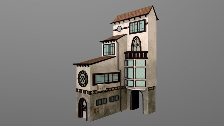 Neo-gothic house remastered 3D Model