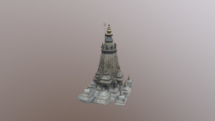 Krishna Mandir Patan, Single rock pagoda 3D Model