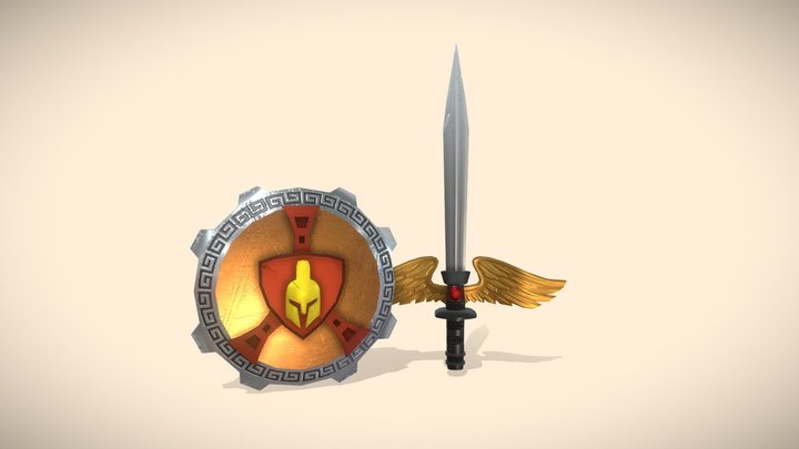 Spartan Fantasy Sword And Shield 3D Model