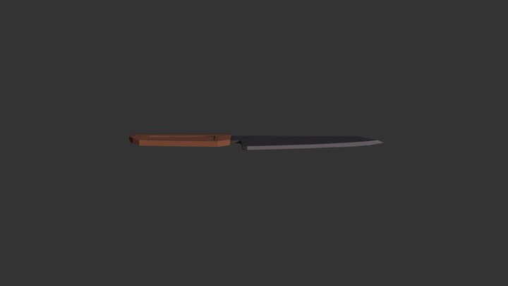Low-Poly Hinoki S4 Knife 3D Model