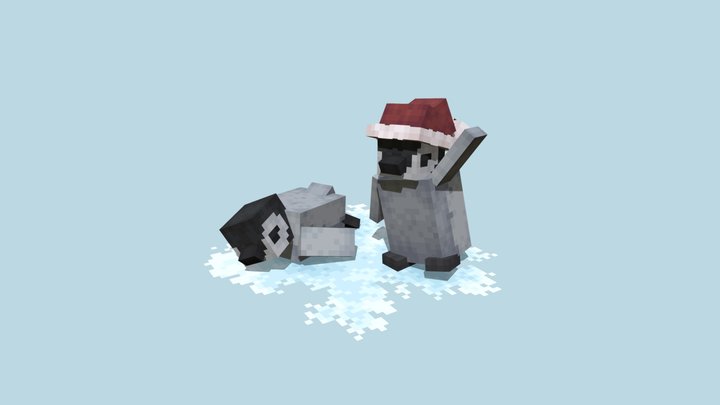 Low Poly Holiday Penguins 3D Model