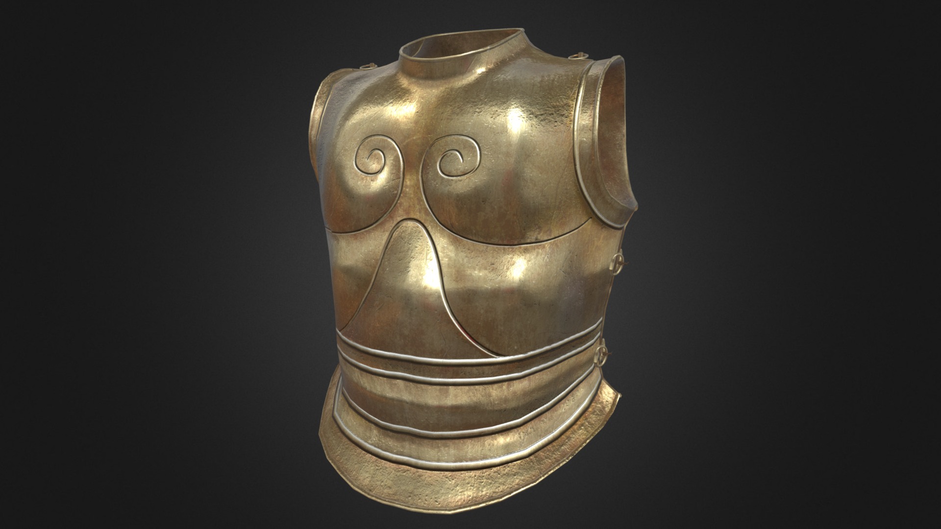 3D model Armures Archaic Grecs 1 - This is a 3D model of the Armures Archaic Grecs 1. The 3D model is about a metal object with a face.