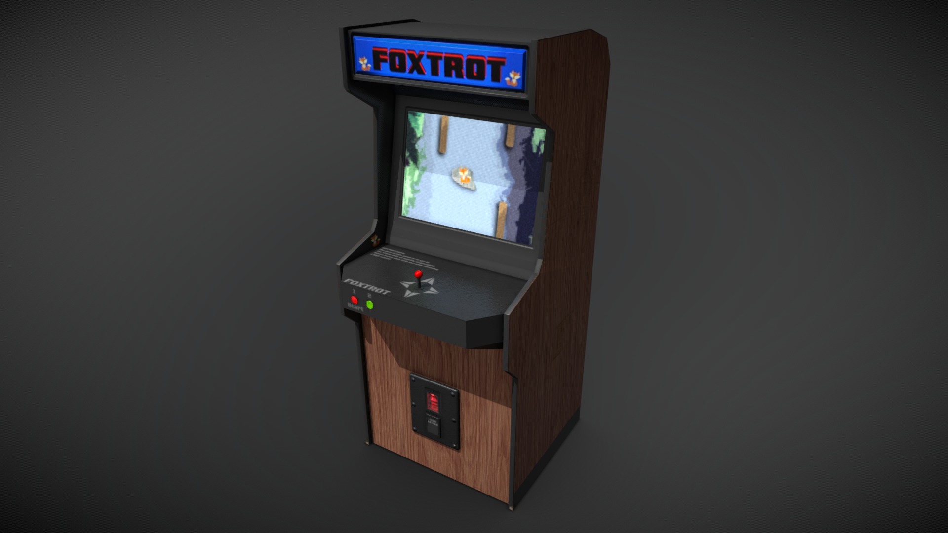3D model Foxtrot Arcade Cabinet - This is a 3D model of the Foxtrot Arcade Cabinet. The 3D model is about a video game console.