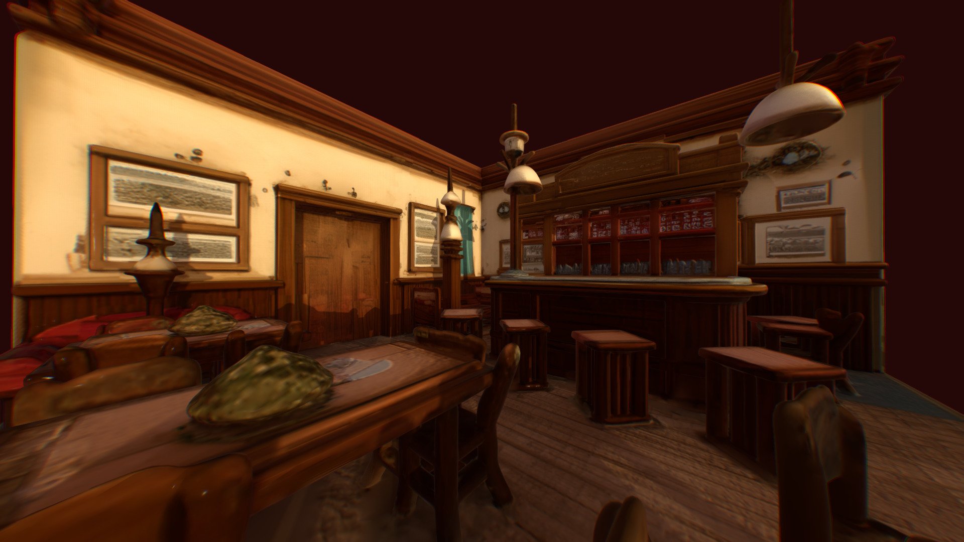 Western Saloon Interior - Modular Asset — Sketchfab embed 3D viewer