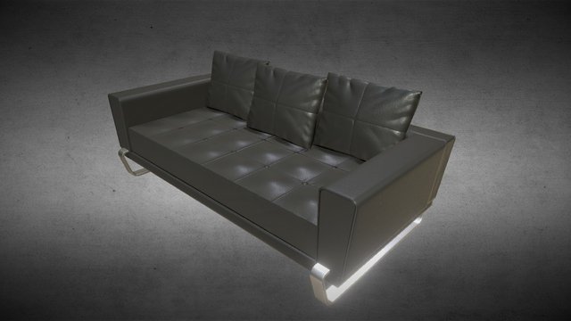 LowPoly Leather Sofa 3D Model