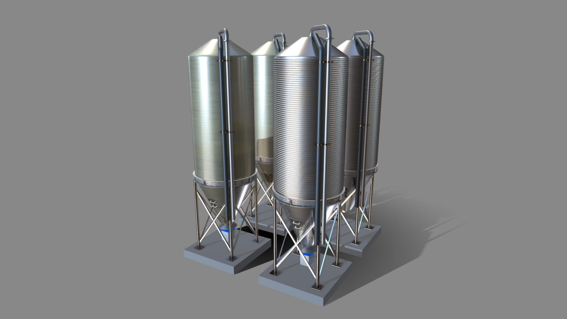 3D model Corn Silo (WIP-2) - This is a 3D model of the Corn Silo (WIP-2). The 3D model is about a few metal cylinders.