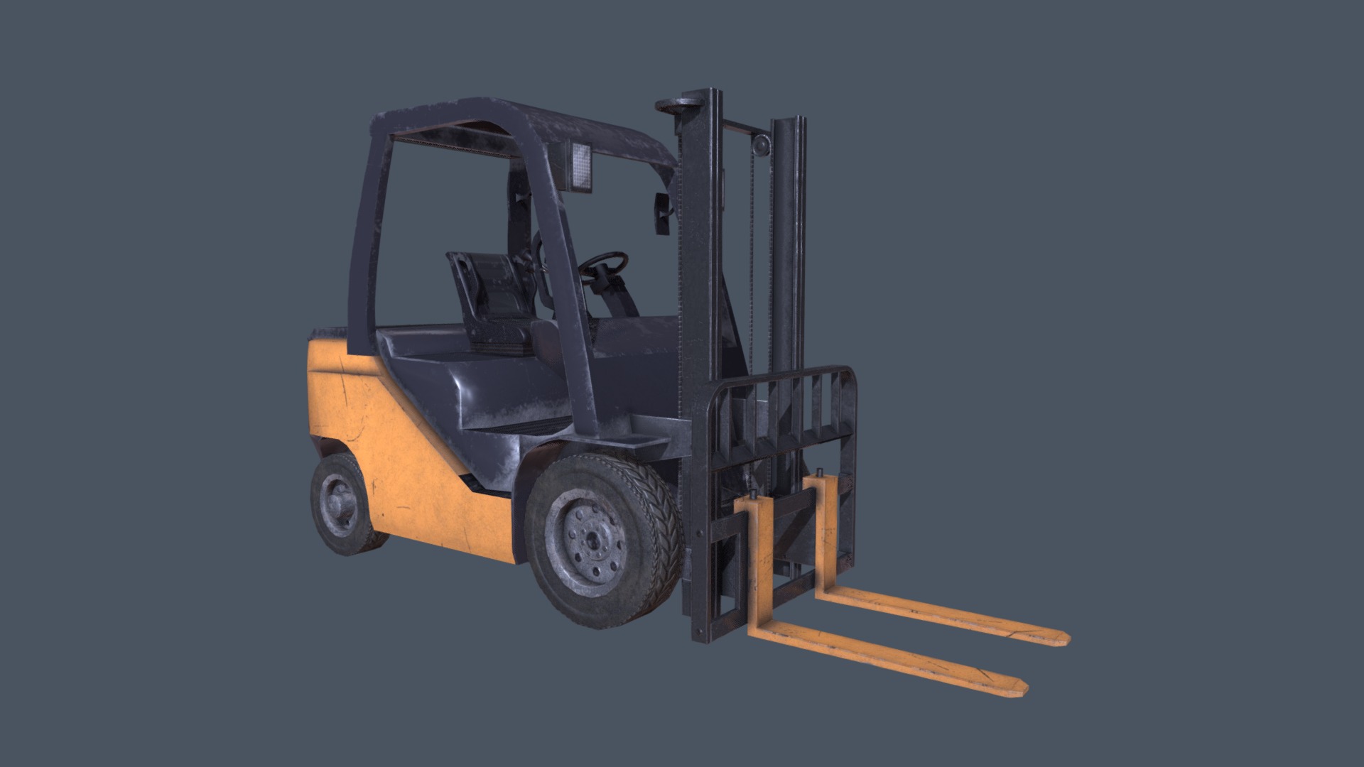 3D model Forklift PBR - This is a 3D model of the Forklift PBR. The 3D model is about a forklift on a blue background.