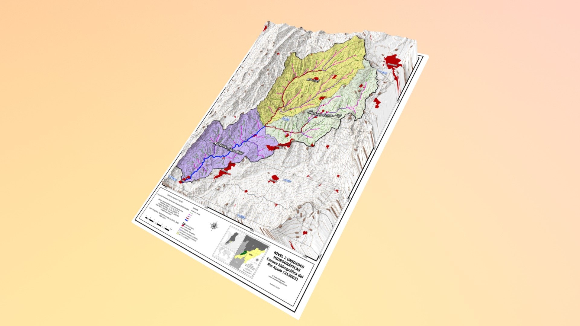 Apulo River Basin - Strahler Stream Order (L2) - 3D model by rchujmanov ...