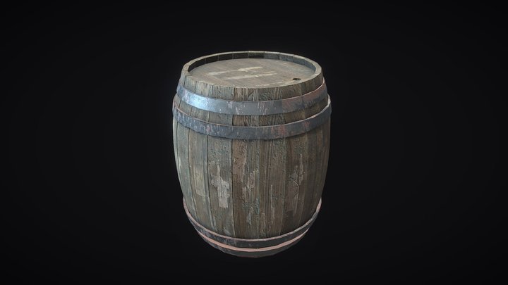 Old Barrel Gameready 3D Model