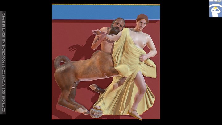 3D rendering of Metope South 10 Restored (Parthenon)