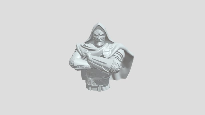 Hooded armored figure with crossed arms 3D Model