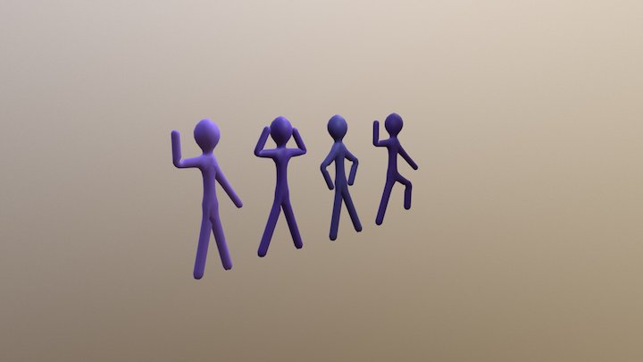Many Moods of Stick Figure 3D Model