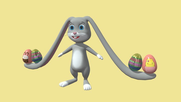 Easter bunny with eggs 3D Model