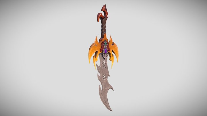 Handpainted Cartoon dragon sword 3D Model