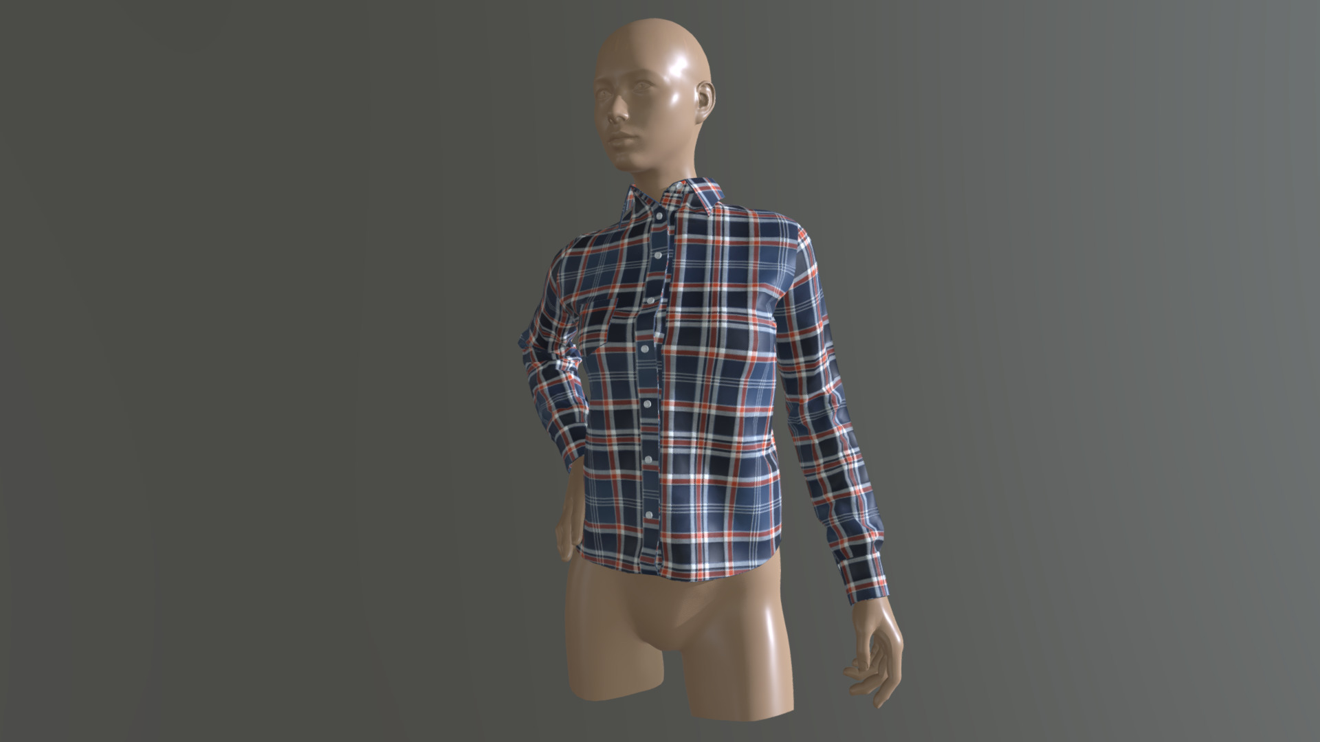 3D model Shirt 12_5 - This is a 3D model of the Shirt 12_5. The 3D model is about a mannequin wearing a plaid shirt and a blue and white checkered shirt.