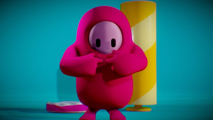 Unofficial Rigged Fall Guy 3D Model